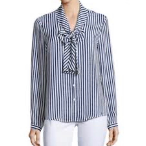 Karl Lagerfeld Tops - Karl Lagerfeld Blue / White Striped Blouse